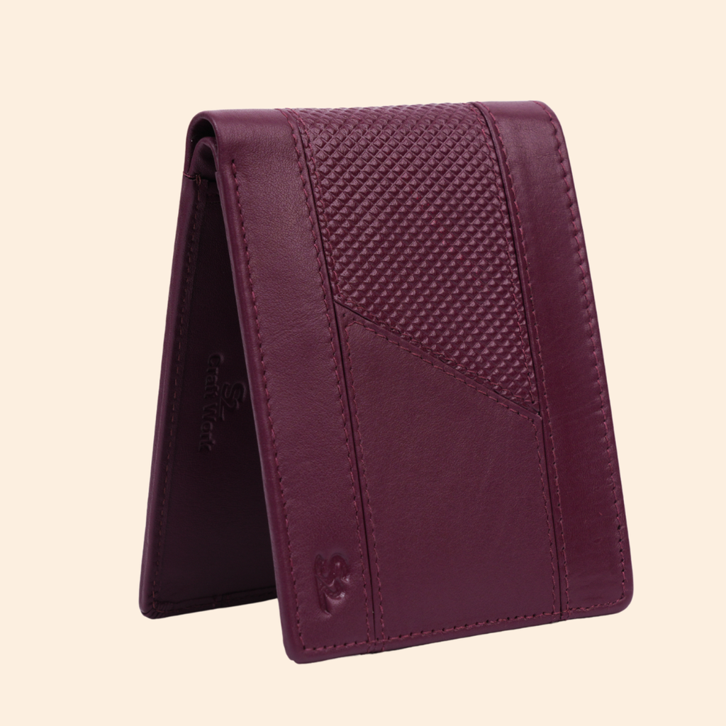 Maroon Wallet for Men with Zipper Compartment
