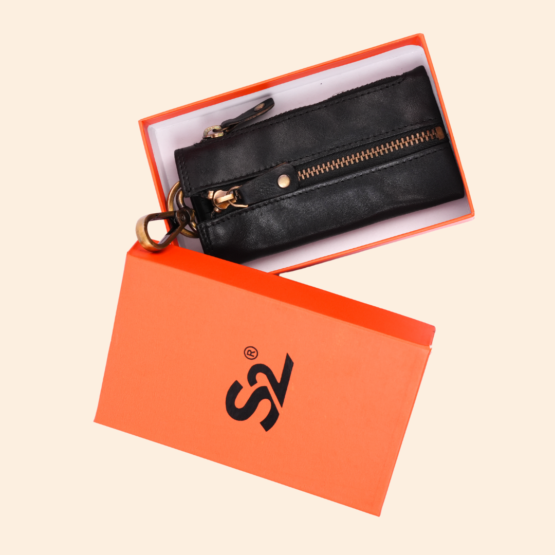 Classic Black Leather Key Holder