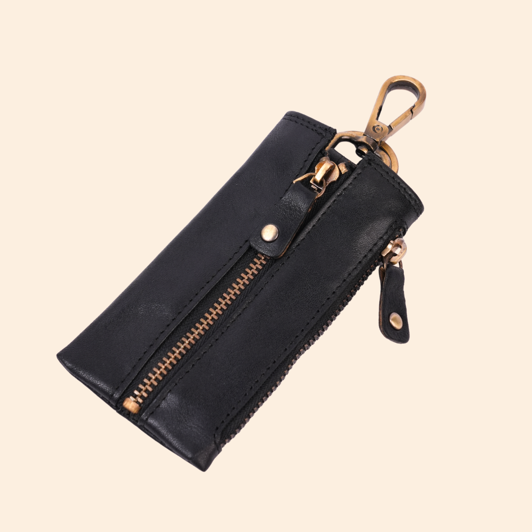 Classic Black Leather Key Holder