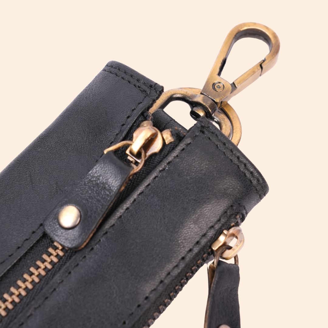 Classic Black Leather Key Holder