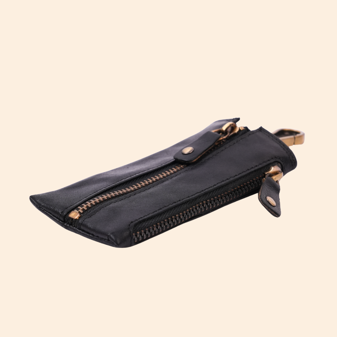 Classic Black Leather Key Holder