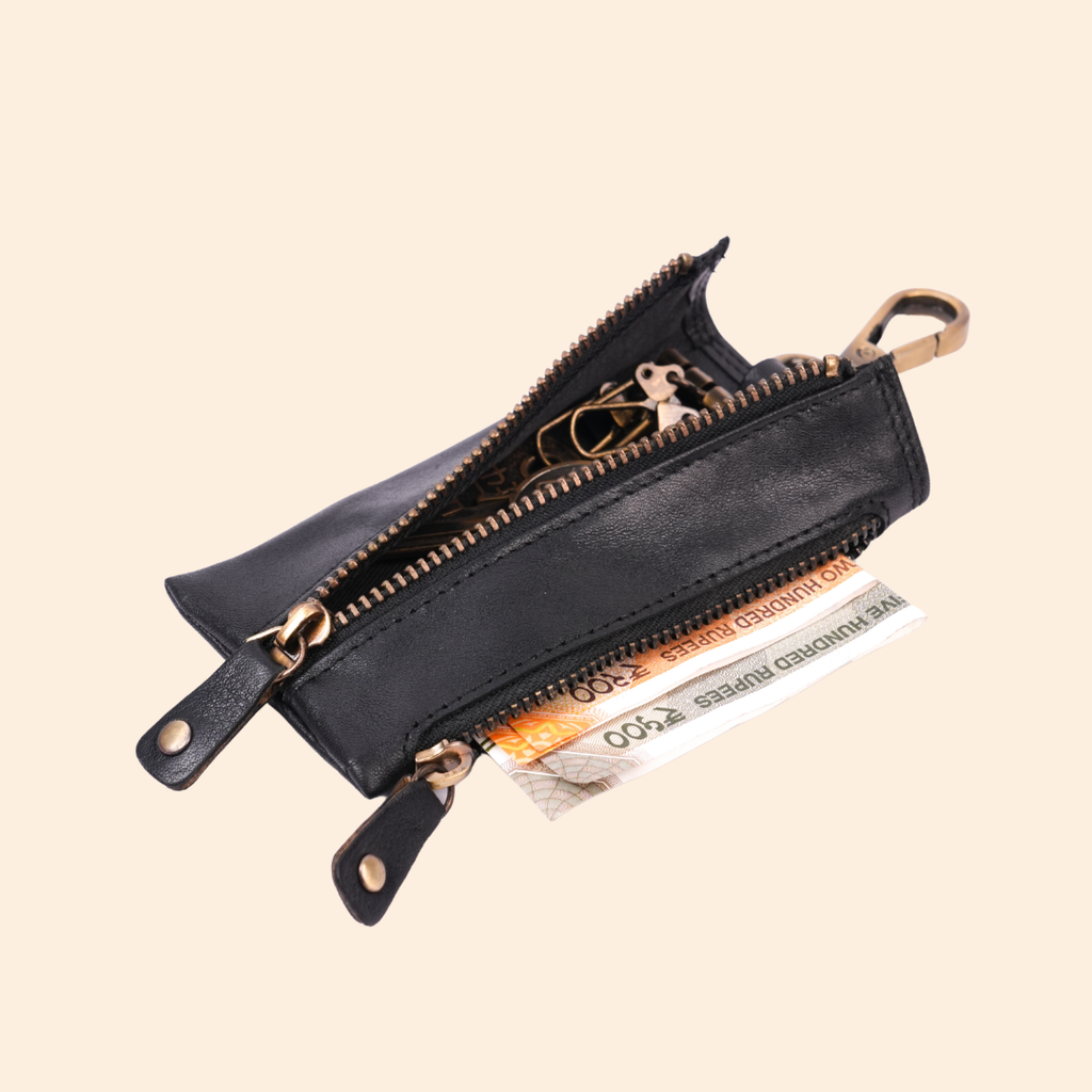 Classic Black Leather Key Holder