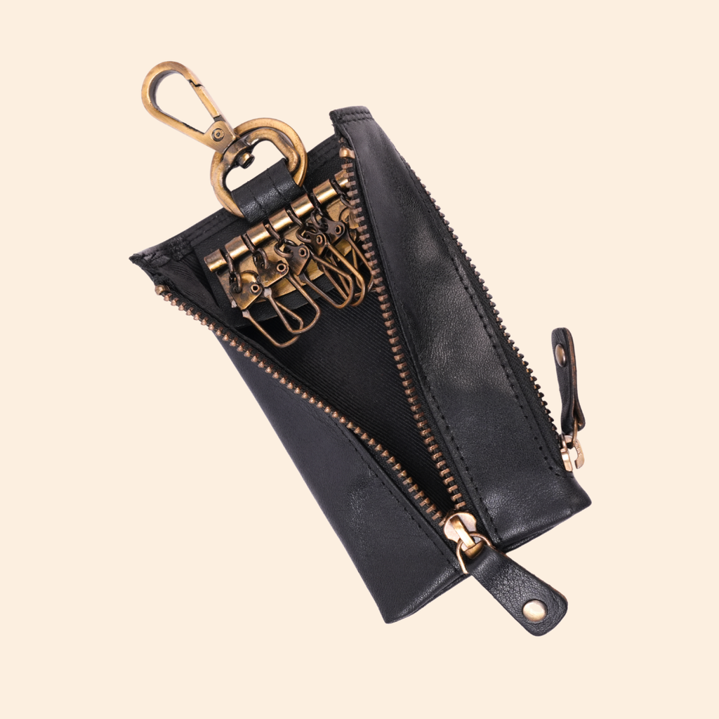 Classic Black Leather Key Holder