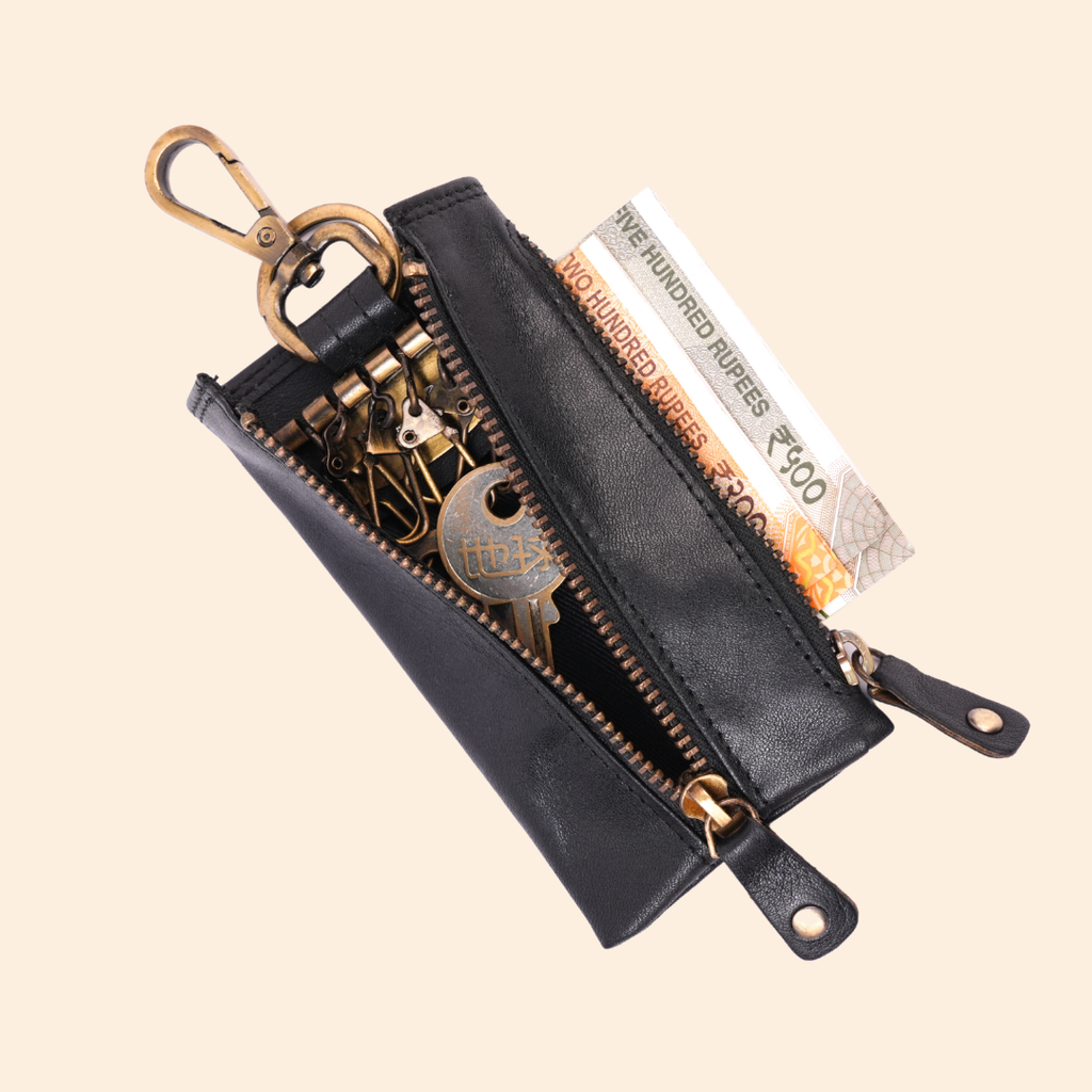 Classic Black Leather Key Holder