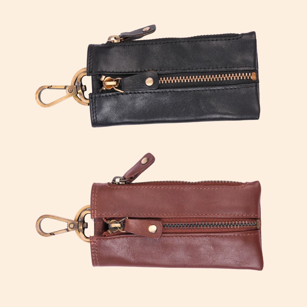Classic Black Leather Key Holder