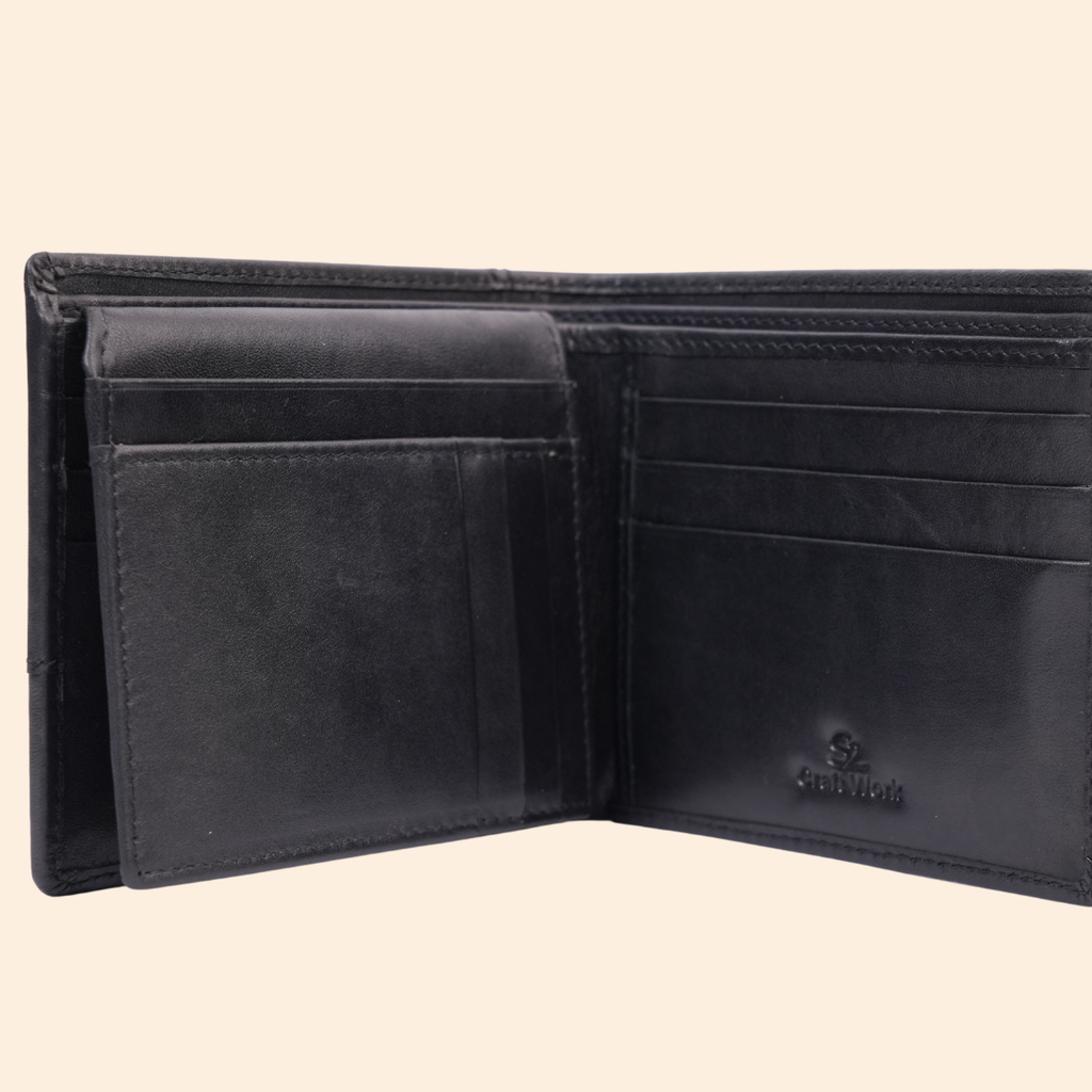 Premium Black Genuine Leather Wallet With Design