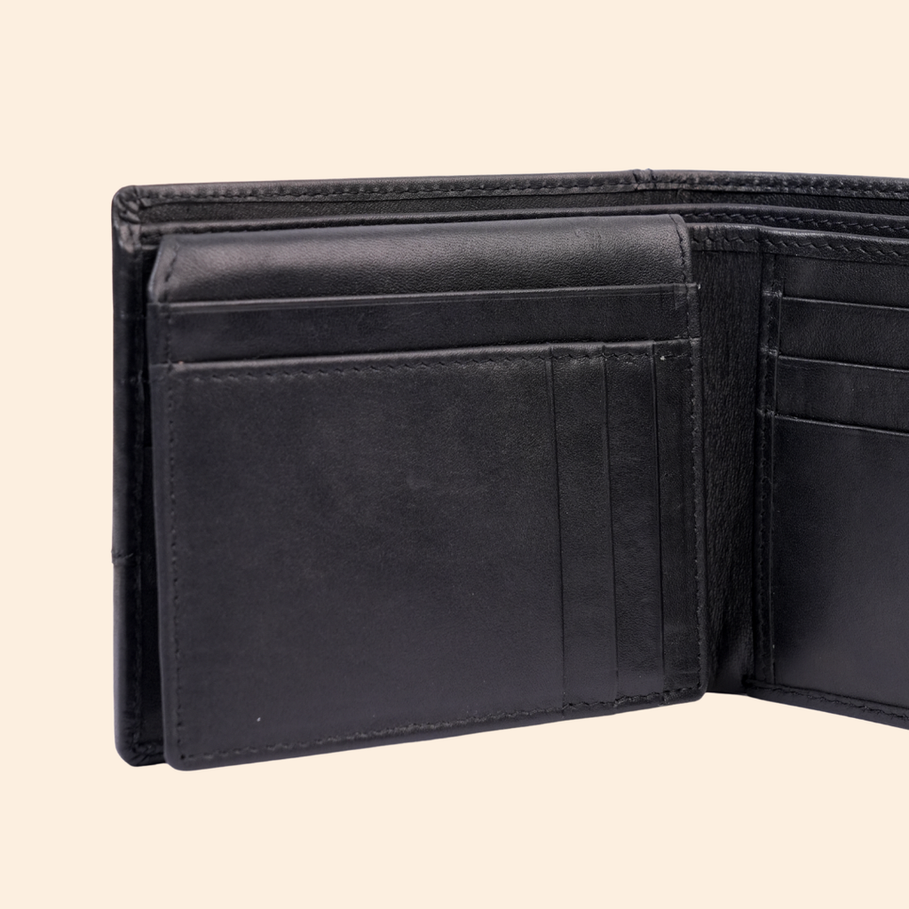 Premium Black Genuine Leather Wallet With Design