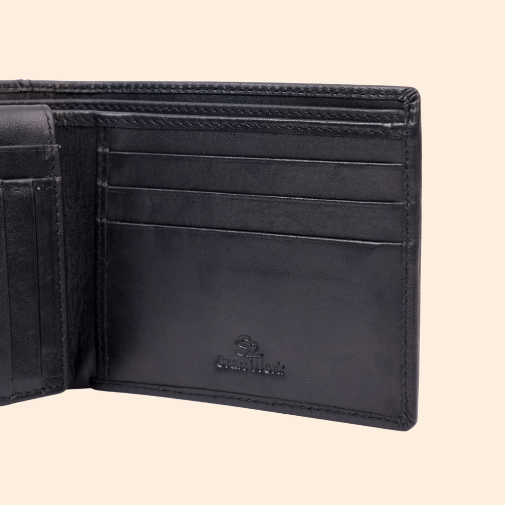 Premium Black Genuine Leather Wallet With Design
