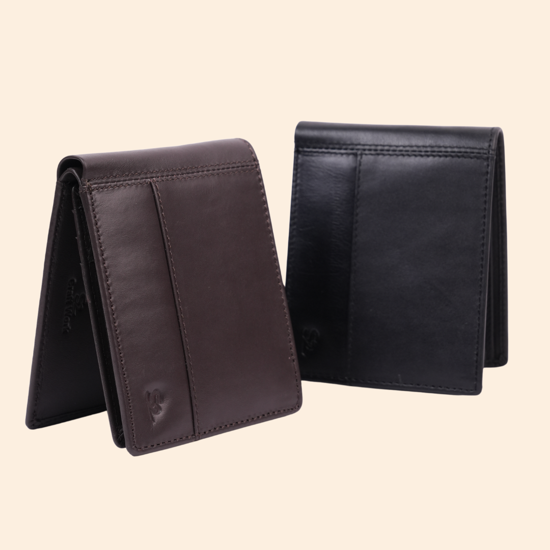 Premium Black Genuine Leather Wallet With Design