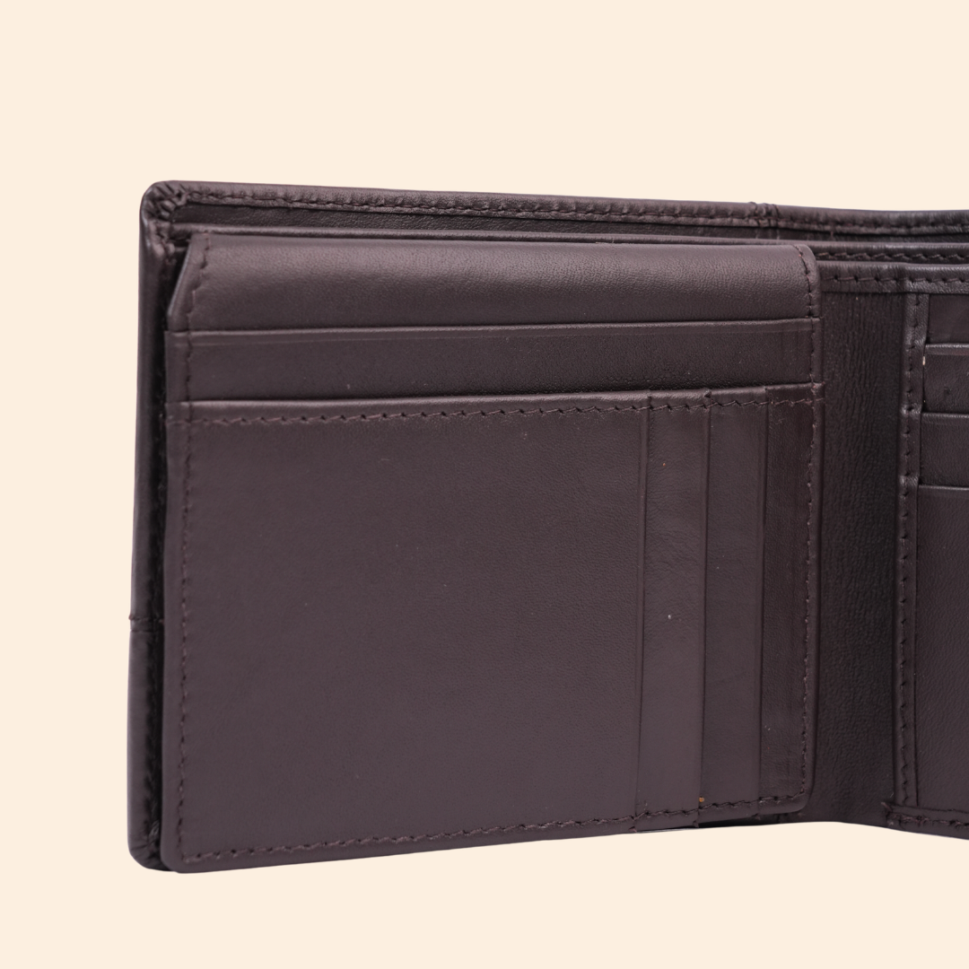 Premium Dark Brown Genuine Leather Wallet With Design