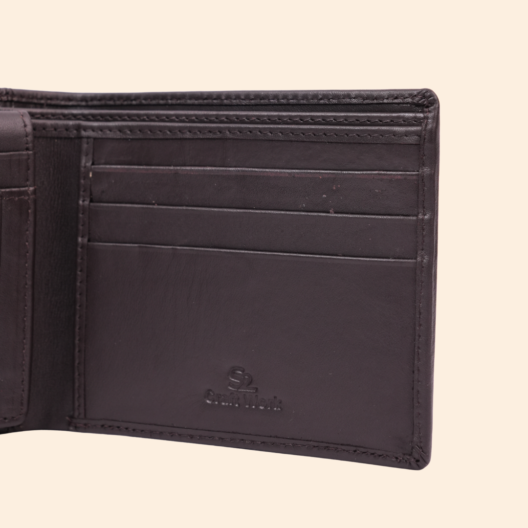 Premium Dark Brown Genuine Leather Wallet With Design