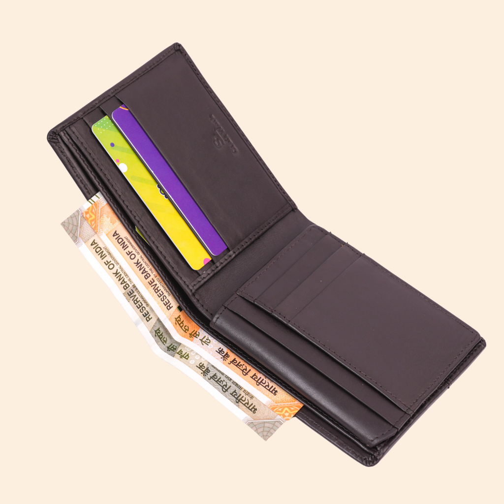 Premium Dark Brown Genuine Leather Wallet With Design