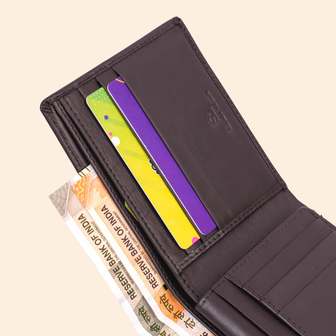 Premium Dark Brown Genuine Leather Wallet With Design