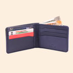Premium Leather Wallet with Coin Pocket & ID Window for Men | Navy Blue