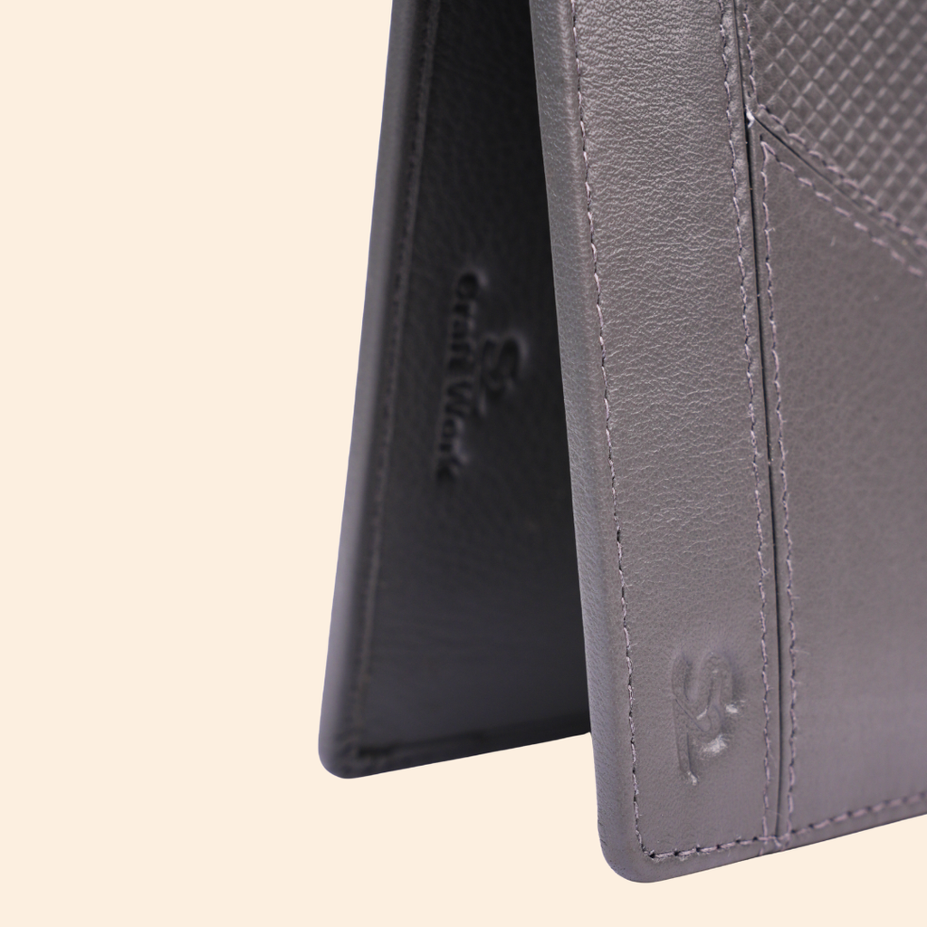 Grey Wallet for Men with Zipper Compartment