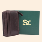 Dark Brown Zip Card Holder for Men & Women
