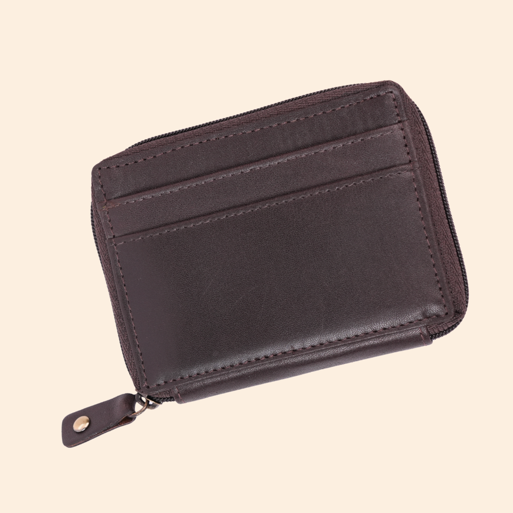 Dark Brown Zip Card Holder for Men & Women