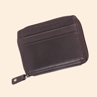 Dark Brown Zip Card Holder for Men & Women