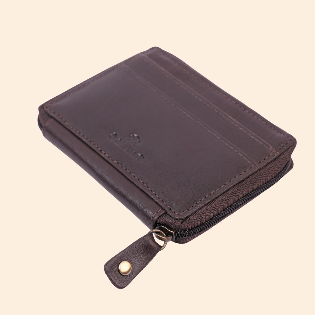 Dark Brown Zip Card Holder for Men & Women