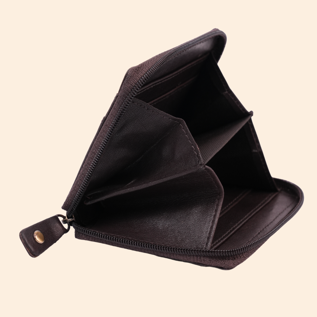 Dark Brown Zip Card Holder for Men & Women