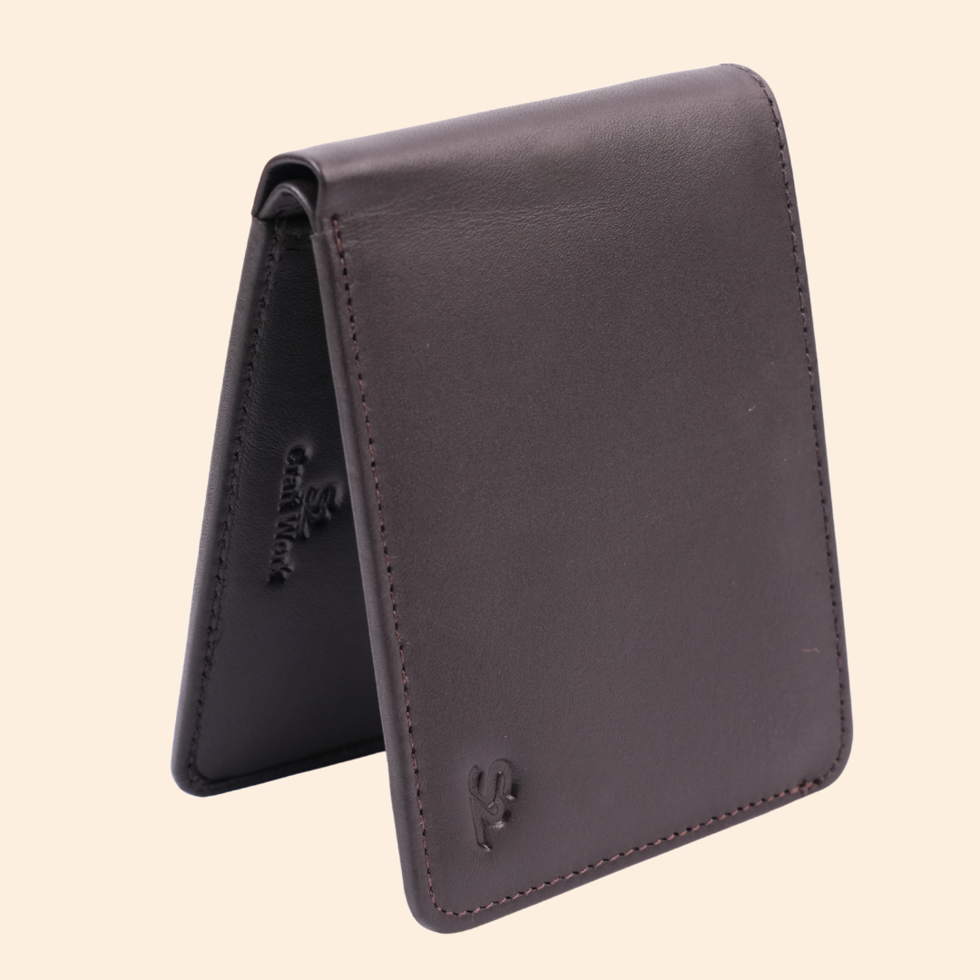 Premium Leather Wallet with Coin Pocket & ID Window for Men | Coffee Brown