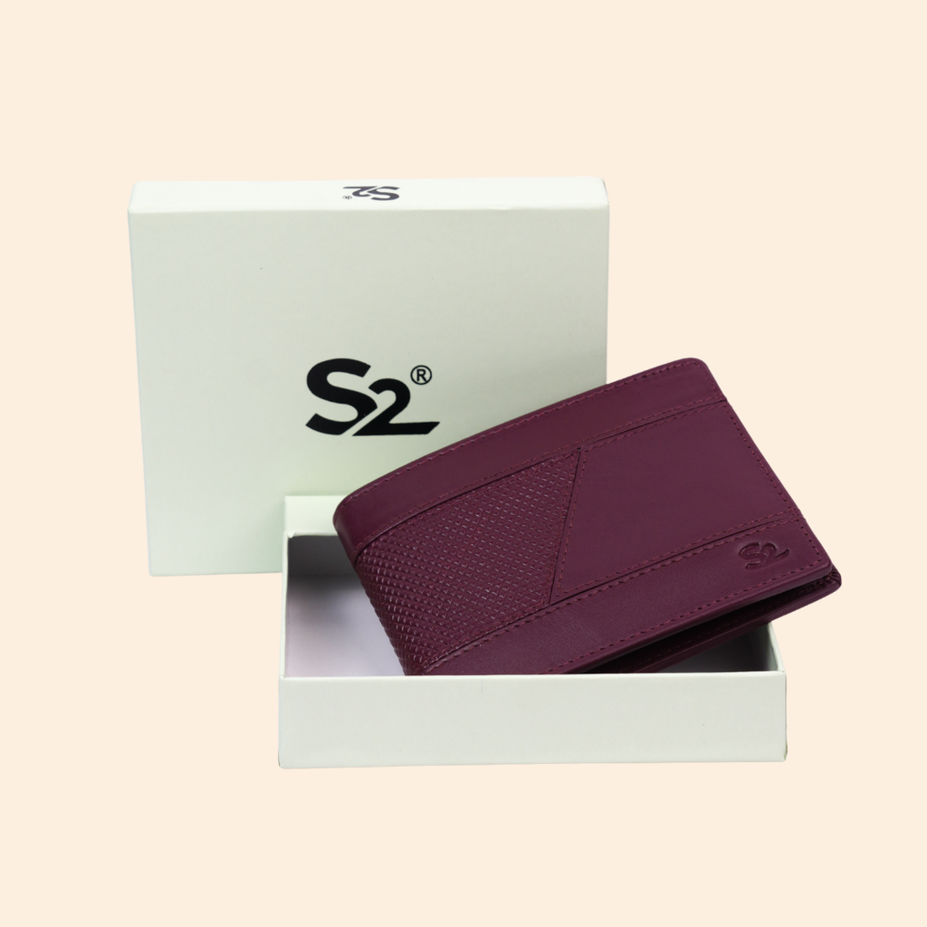 Maroon Wallet for Men with Zipper Compartment