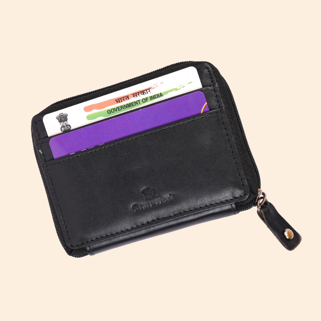 Black Zip Card Holder for Men & Women