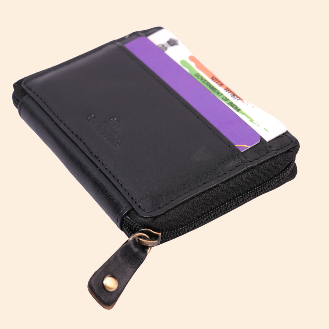 Black Zip Card Holder for Men & Women