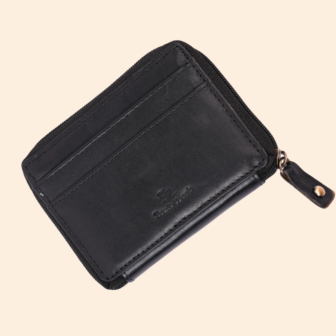 Black Zip Card Holder for Men & Women