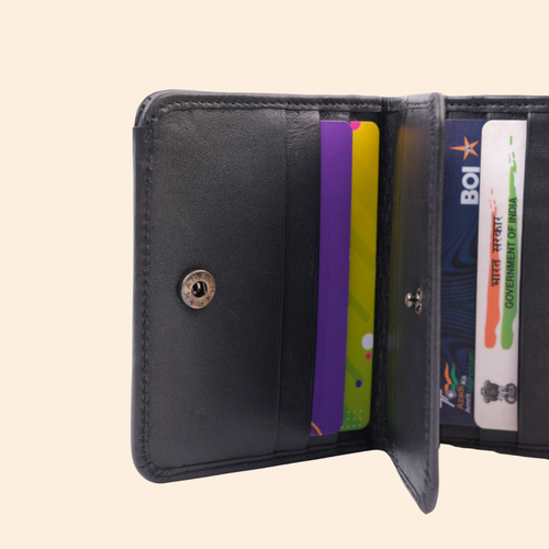 Black Bifold Wallet for Men with Multiple Card Slots