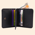 Black Bifold Wallet for Men with Multiple Card Slots