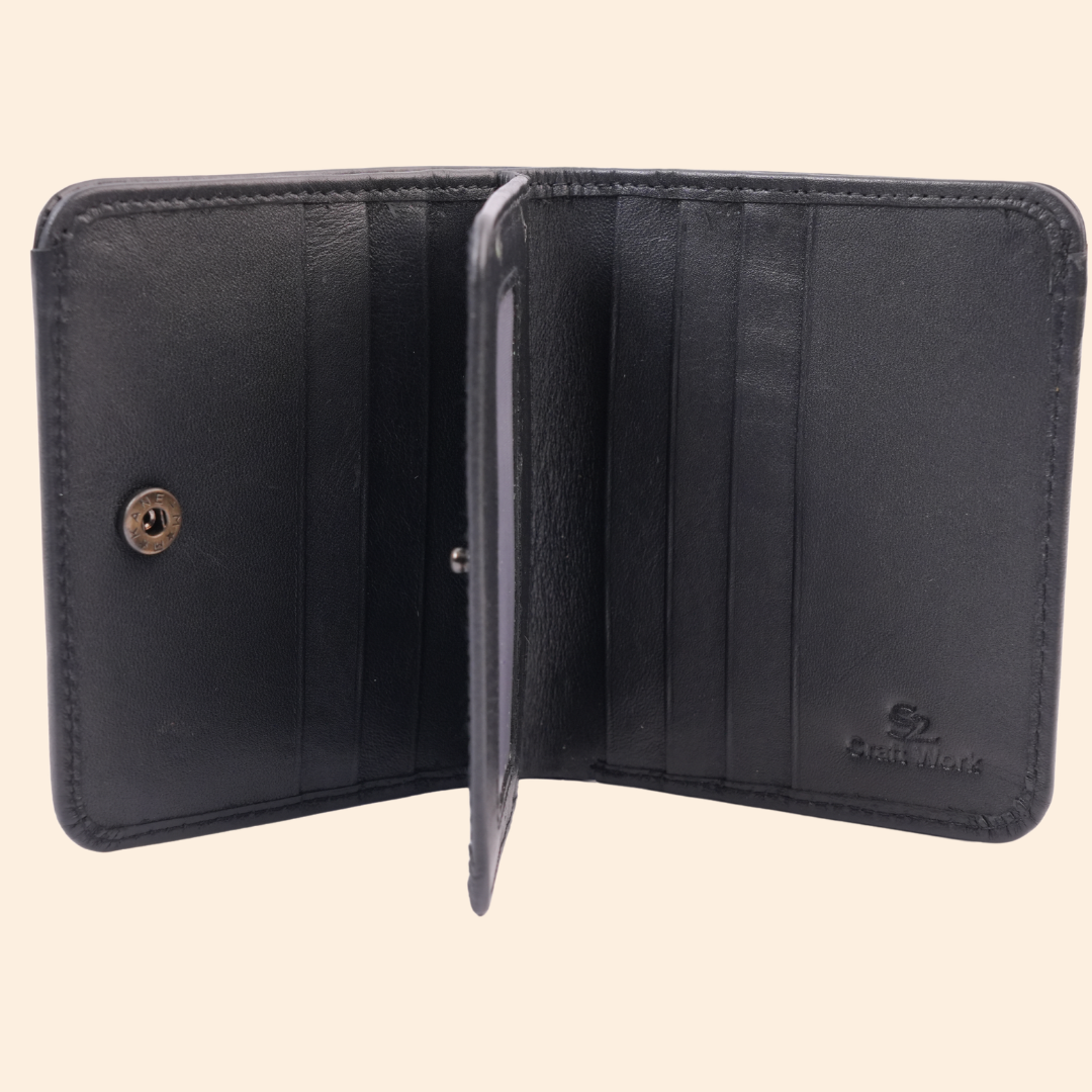 Black Bifold Wallet for Men with Multiple Card Slots