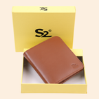 Premium Genuine Leather Bi Fold Wallet for Men | RFID Protected | Tan Brown | Slim & Classic