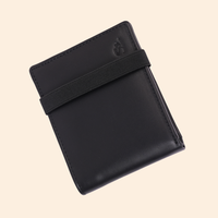 Black Slim Wallet for Men with Elastic Strap
