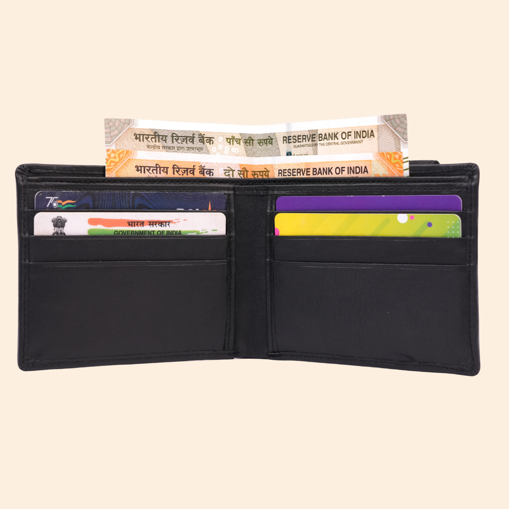 Black Slim Wallet for Men with Elastic Strap