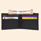 Black Slim Wallet for Men with Elastic Strap