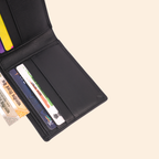 Black Slim Wallet for Men with Elastic Strap