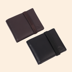 Black Slim Wallet for Men with Elastic Strap