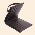 Dark Brown Slim Wallet for Men with Elastic Strap