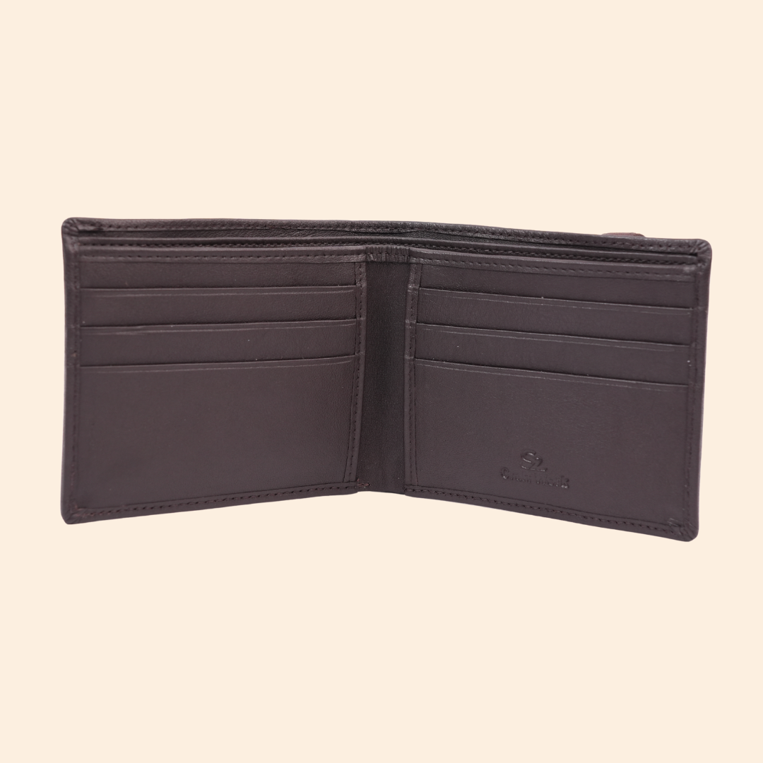 Dark Brown Slim Wallet for Men with Elastic Strap