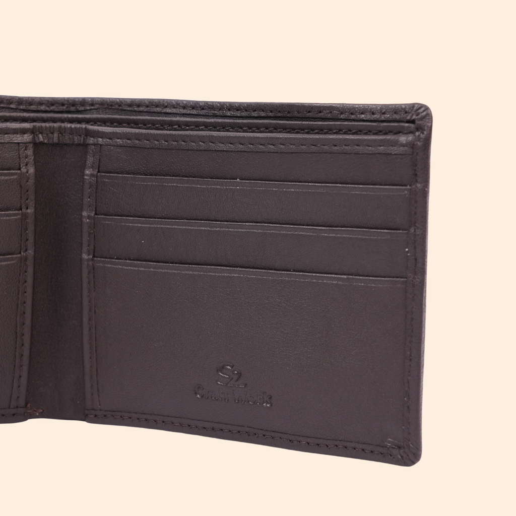Dark Brown Slim Wallet for Men with Elastic Strap