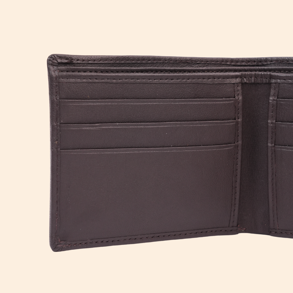 Dark Brown Slim Wallet for Men with Elastic Strap