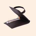 Dark Brown Slim Wallet for Men with Elastic Strap