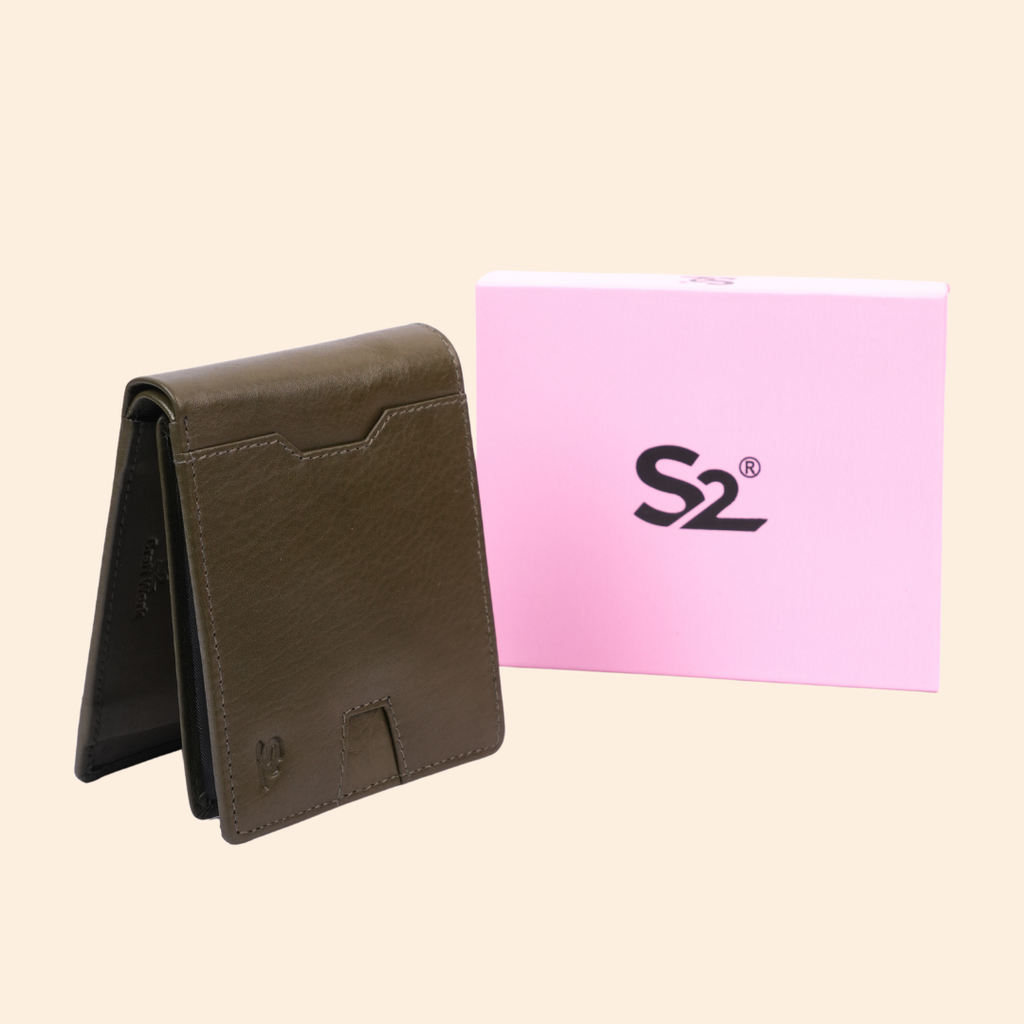 Olive Green Wallet for Men with Multiple Compartments