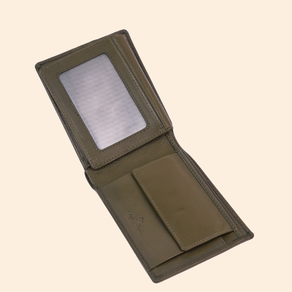 Olive Green Wallet for Men with Multiple Compartments