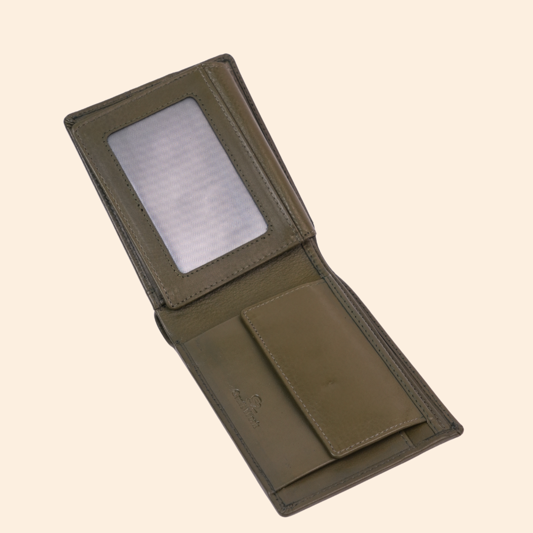 Olive Green Wallet for Men with Multiple Compartments