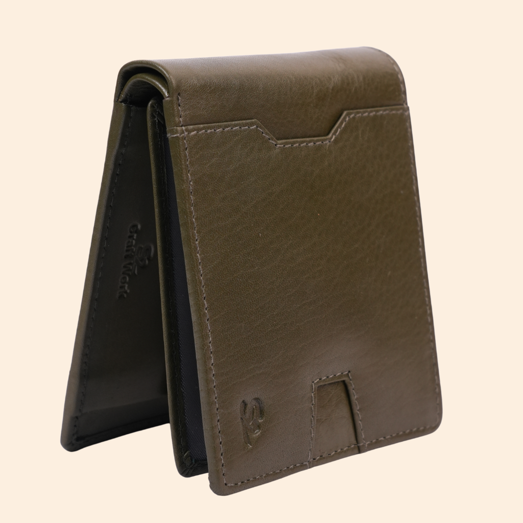 Olive Green Wallet for Men with Multiple Compartments