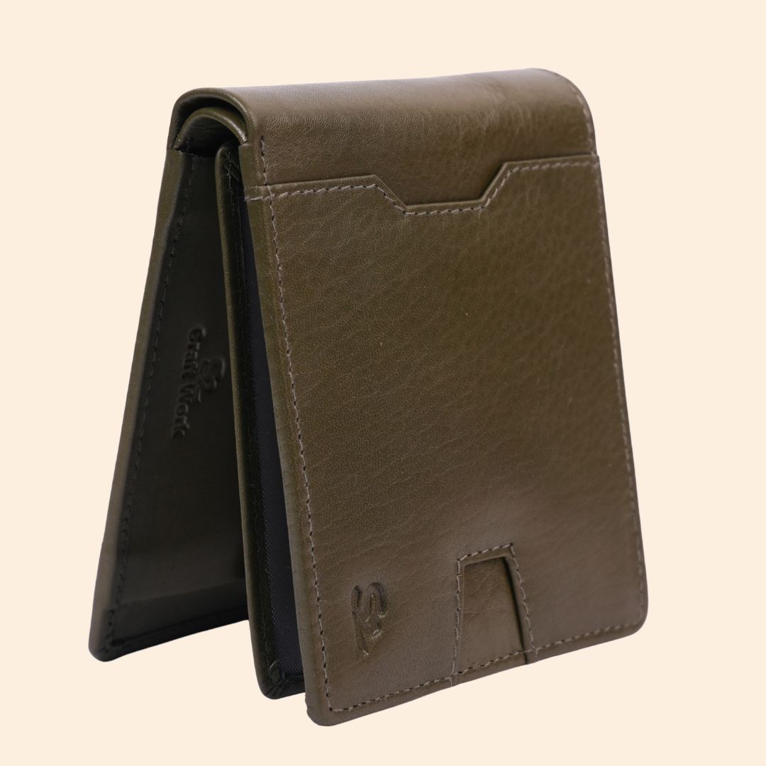 Olive Green Wallet for Men with Multiple Compartments