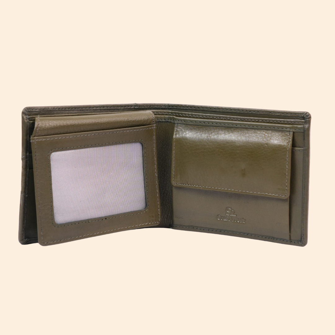 Olive Green Wallet for Men with Multiple Compartments