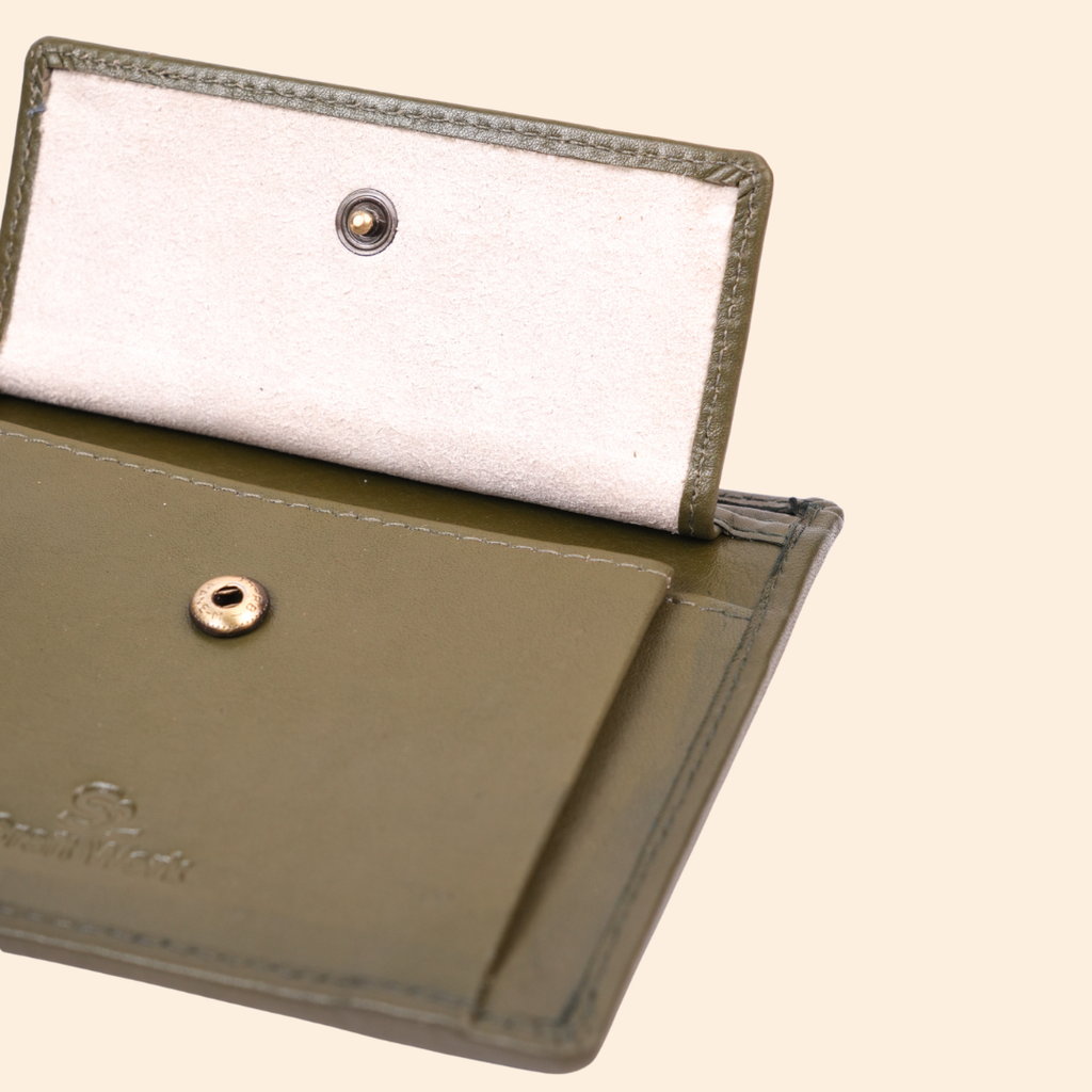 Olive Green Wallet for Men with Multiple Compartments